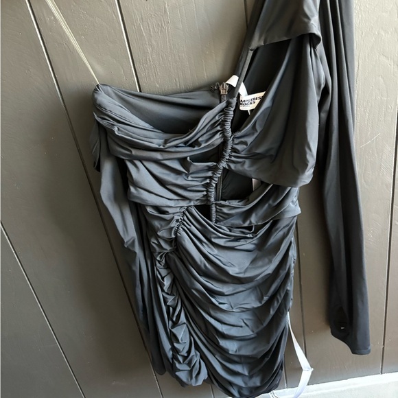 House of CB - FLAME - Mistress Rocks - Black Jersey Asymmetric Cutout Mini Dress - Picture 4 of 6